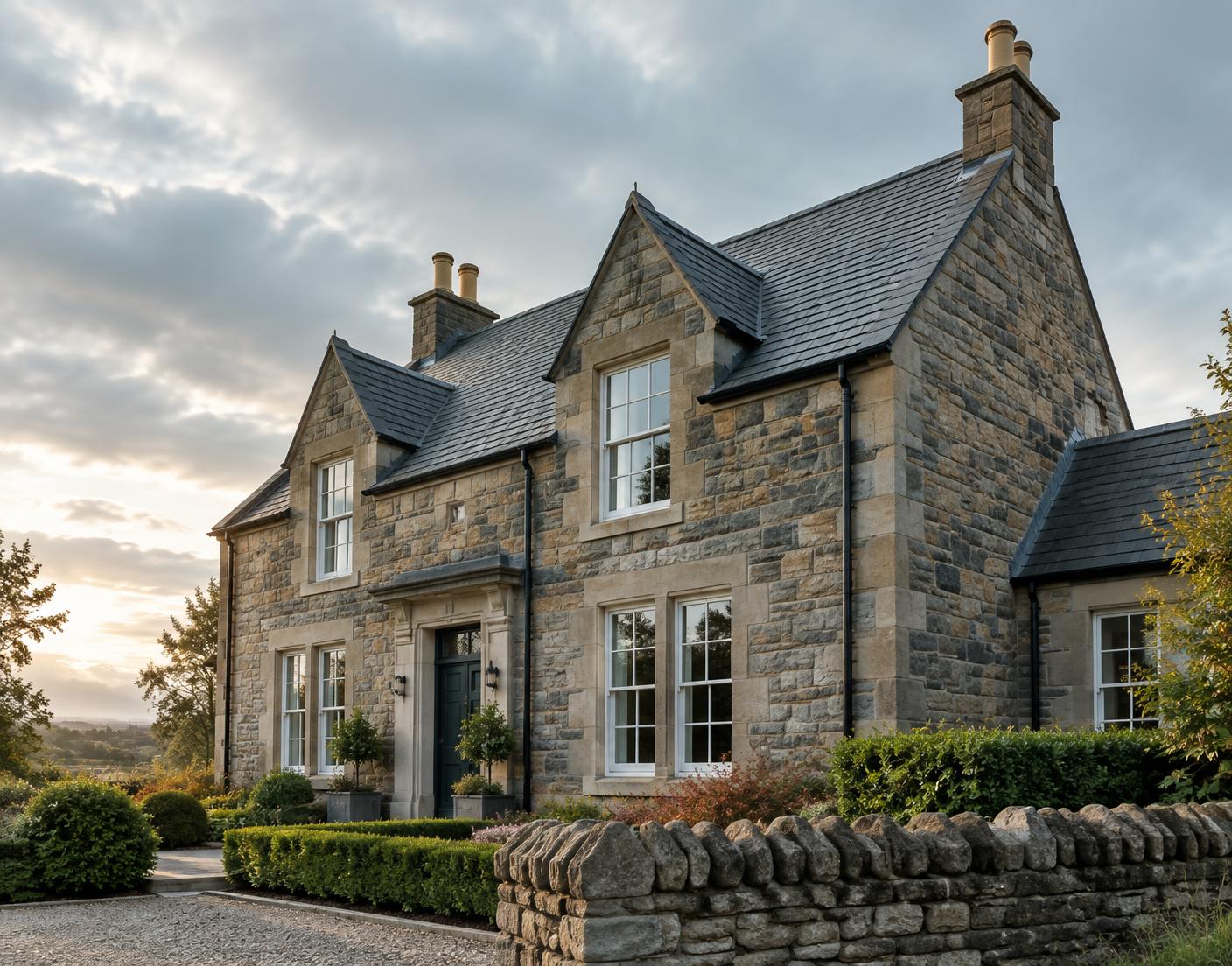 Slate-roofed Scottish stone home